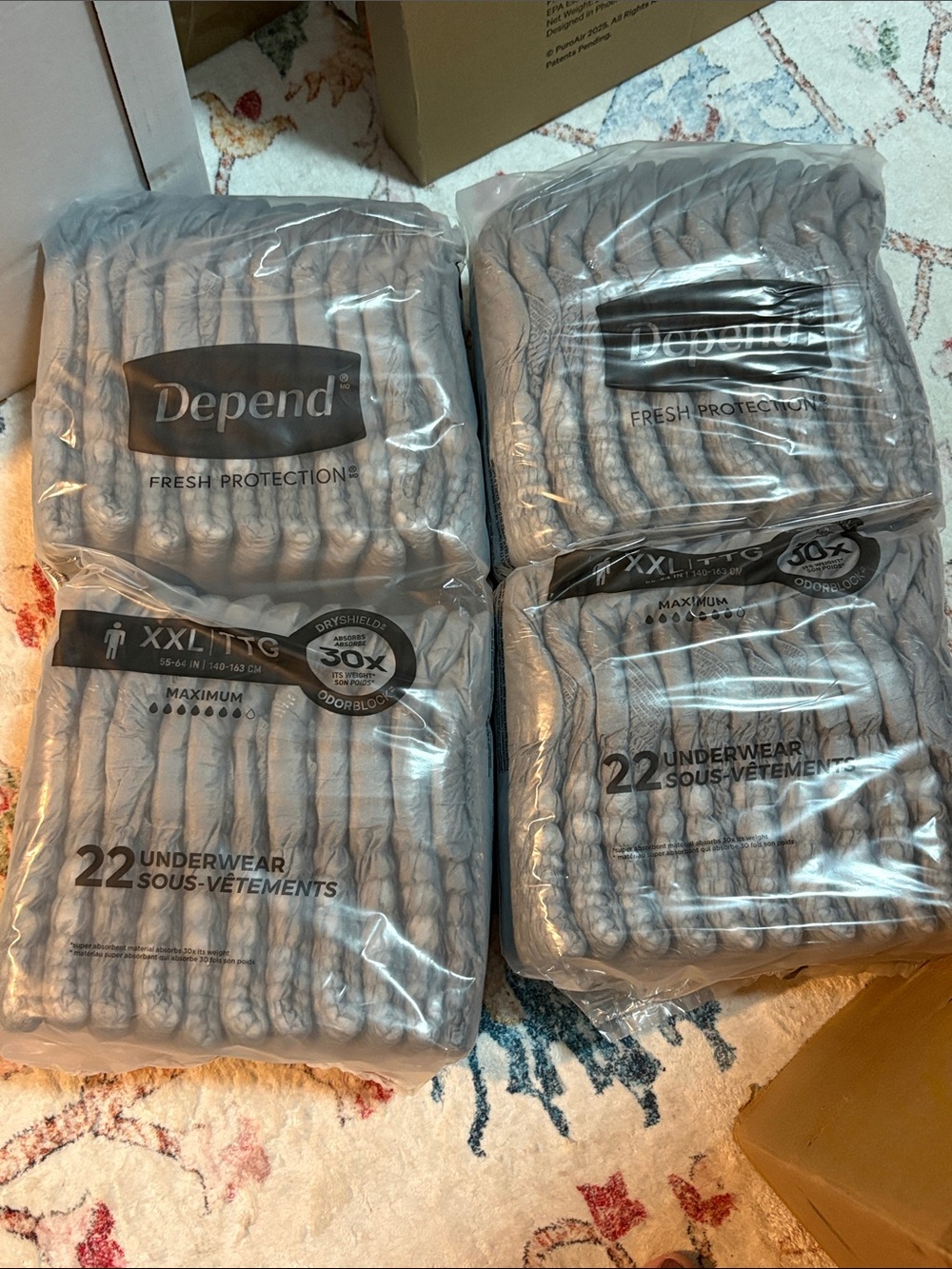 Depend Mens Adult Disposable Diapers Underwear Sz XXL Gray Incontinence 44 Pack